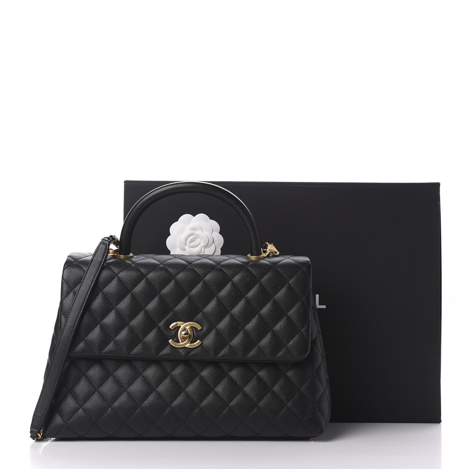 Chanel Caviar Quilted Medium Coco Handle Flap Black 10 of 10