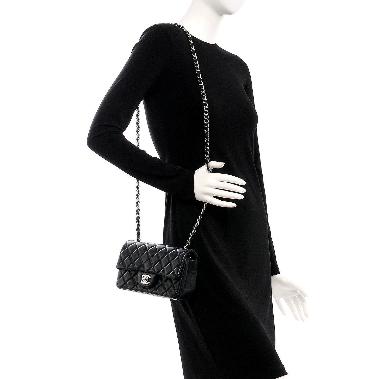 Chanel Lambskin Quilted Mini Rectangular Flap Black 2 of 7