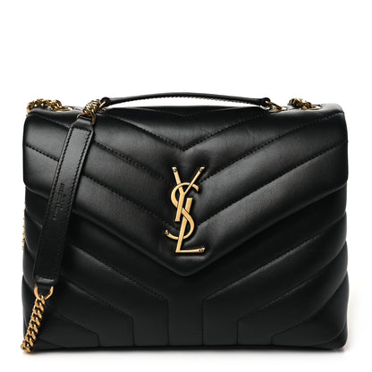 Saint Laurent Calfskin Y Quilted Monogram Small Loulou Chain Satchel Black 1 of 11