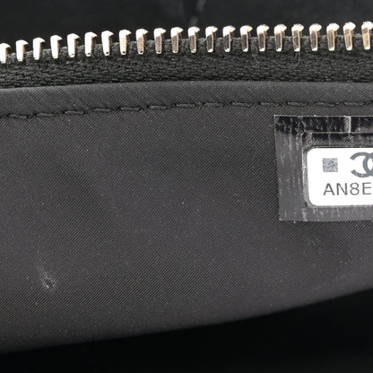 Chanel Velvet Effect Nylon Shiny Crumpled Calfskin Coco Neige Quilted Clutch With Chain Black 7 of 11