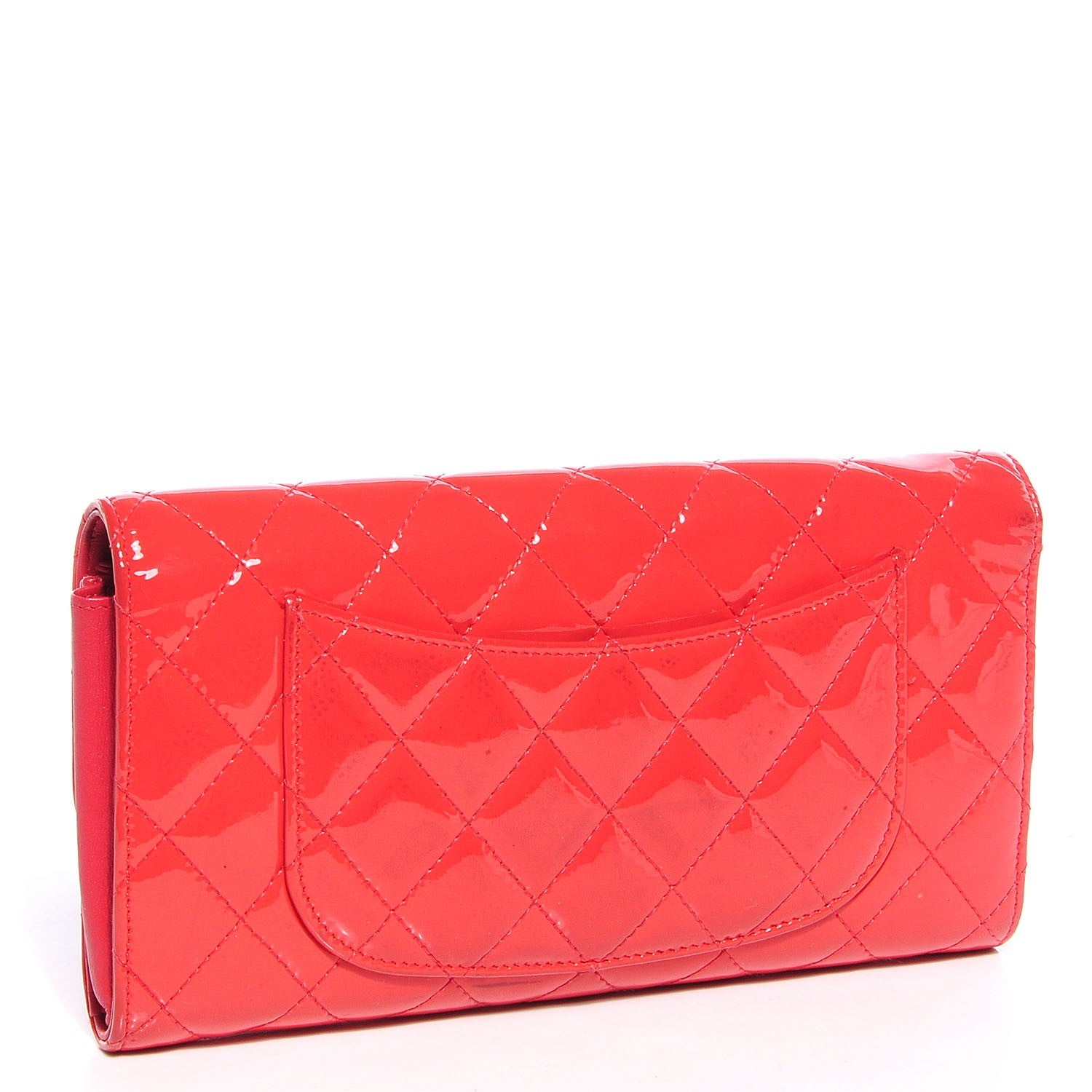 Chanel Patent Quilted Travel Wallet Dark Pink 3 of 9