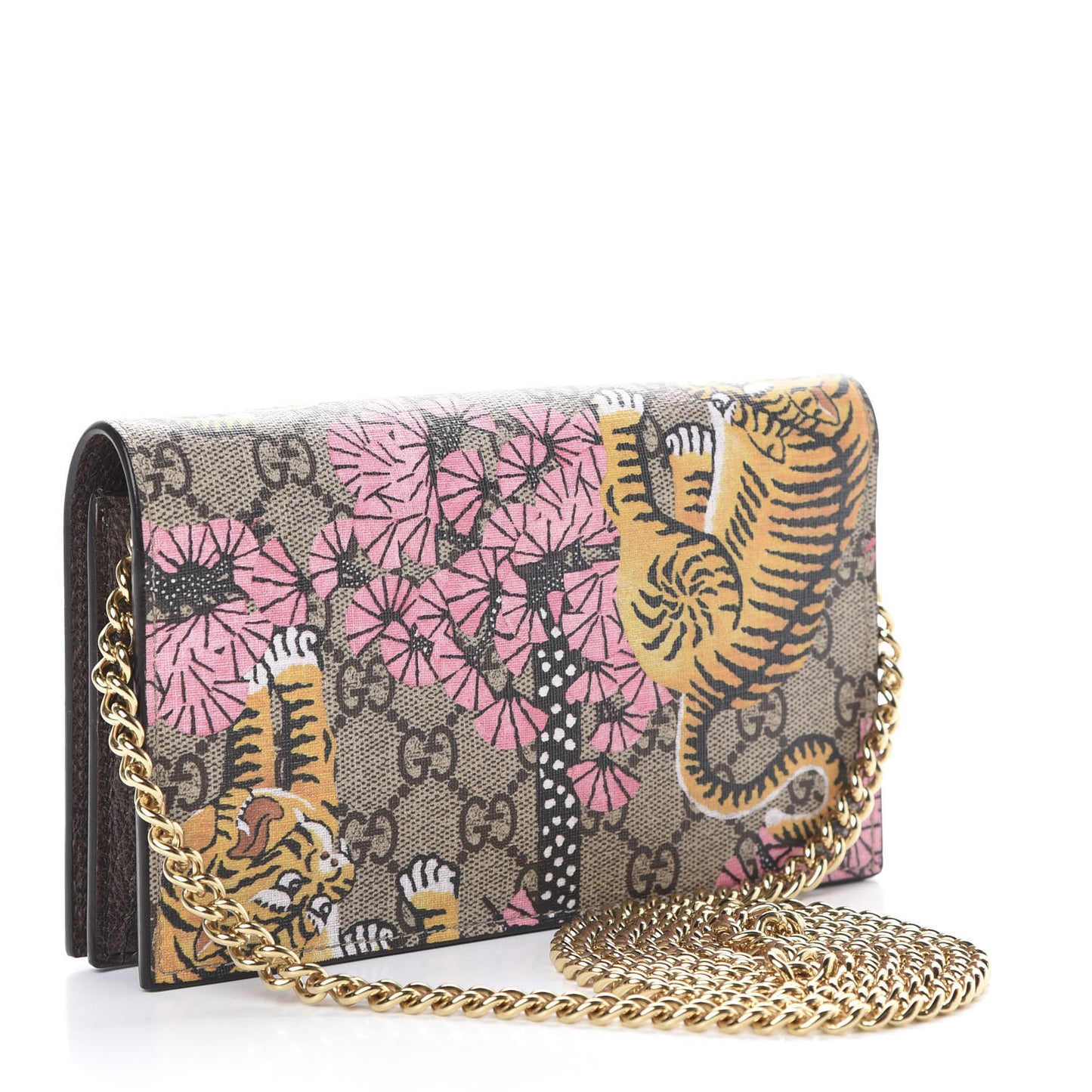 GG Supreme Monogram Bengal Chain Wallet Beige Pink
