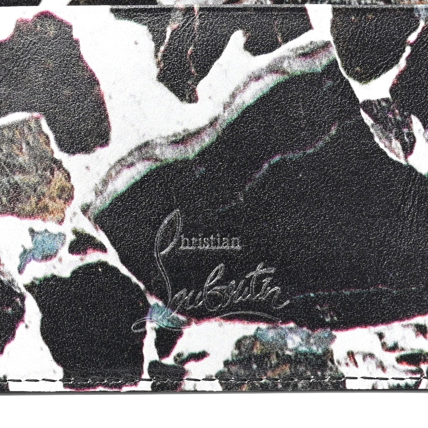 Calfskin Print Studded Card Holder