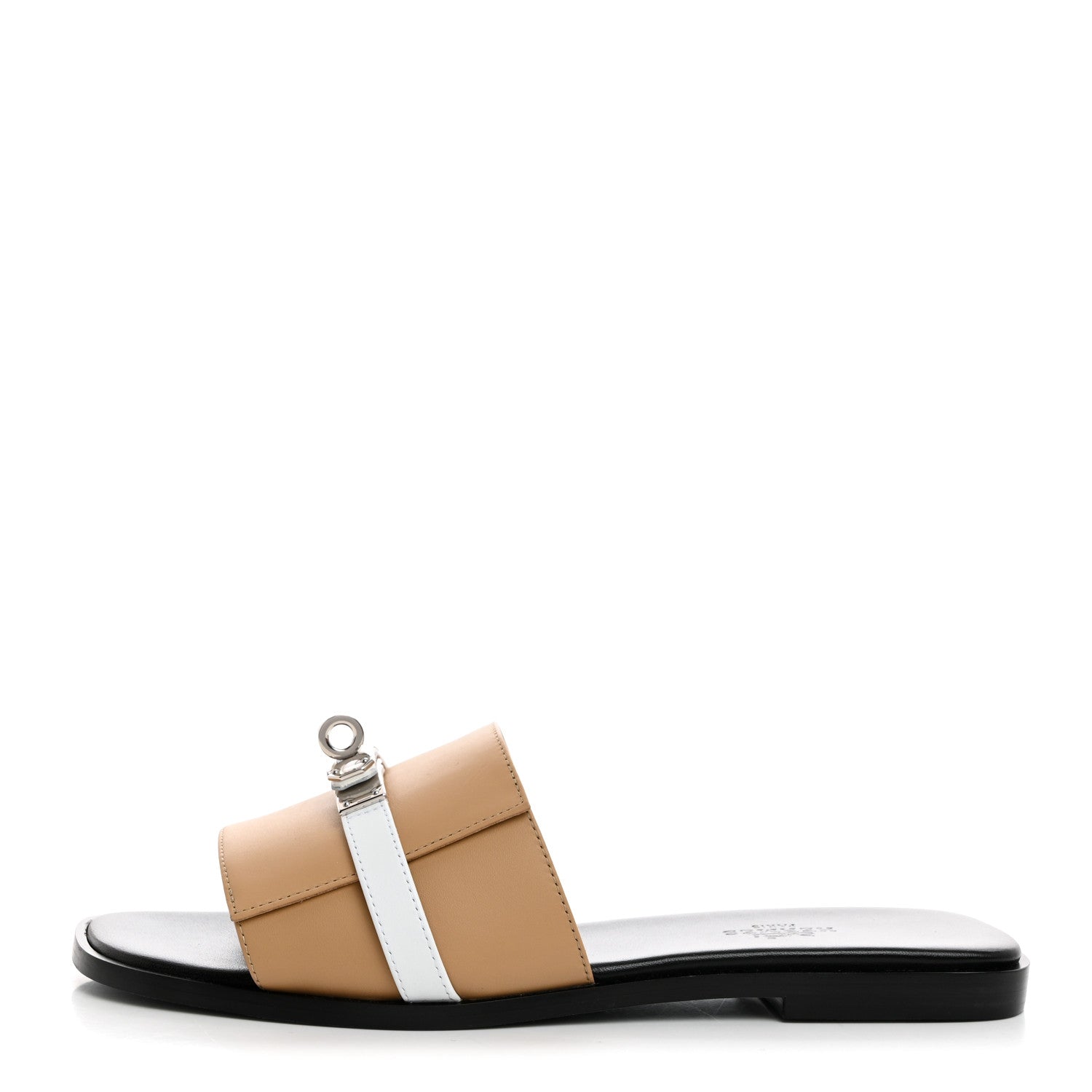 Hermes Calfskin Giulia Sandals 37.5 Biscuit White 1 of 9