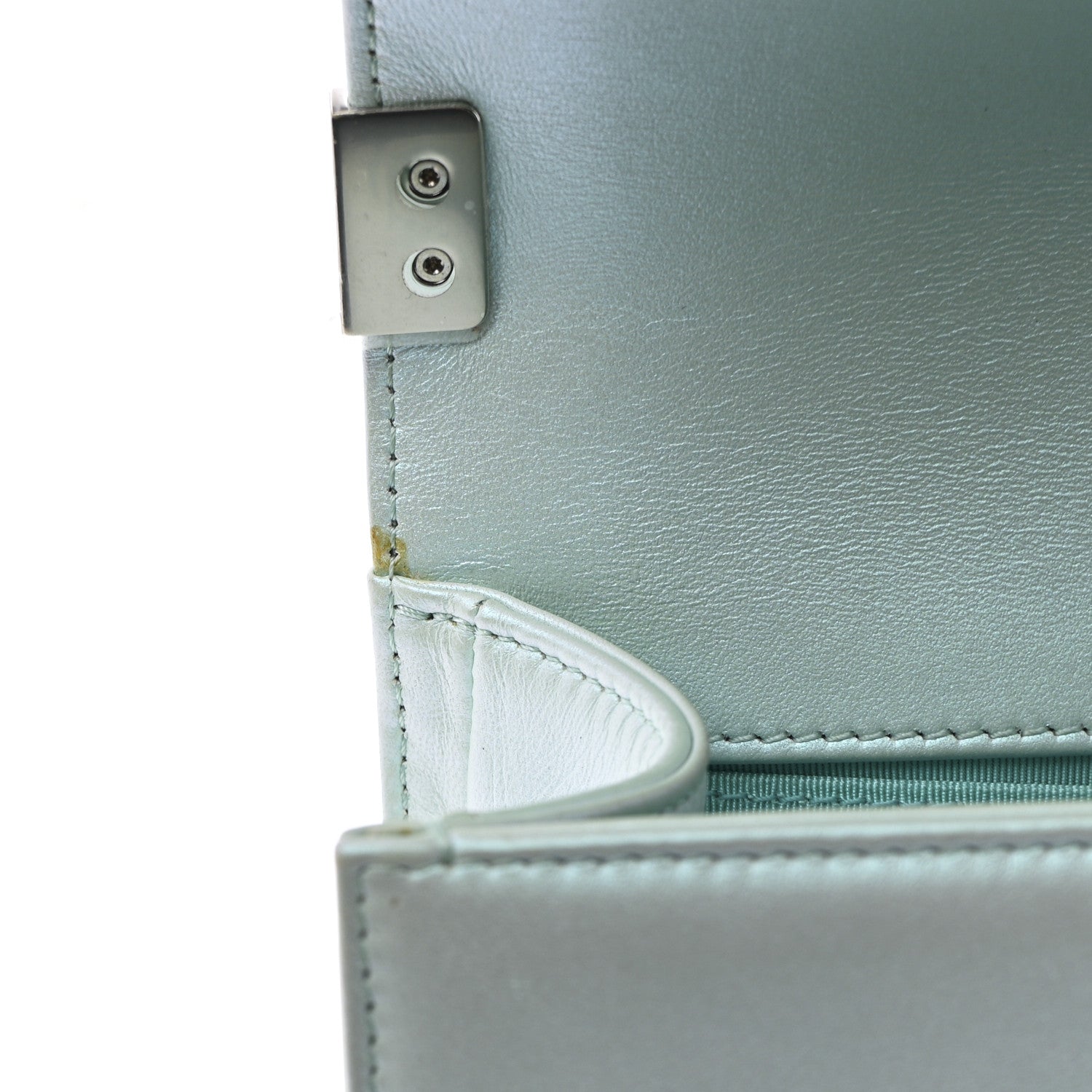 Chanel Iridescent Lambskin Chevron Quilted Medium Boy Flap Turquoise 22 of 27