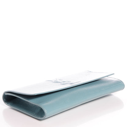 Saint Laurent Patent Large Belle De Jour Clutch Blue 4 of 7