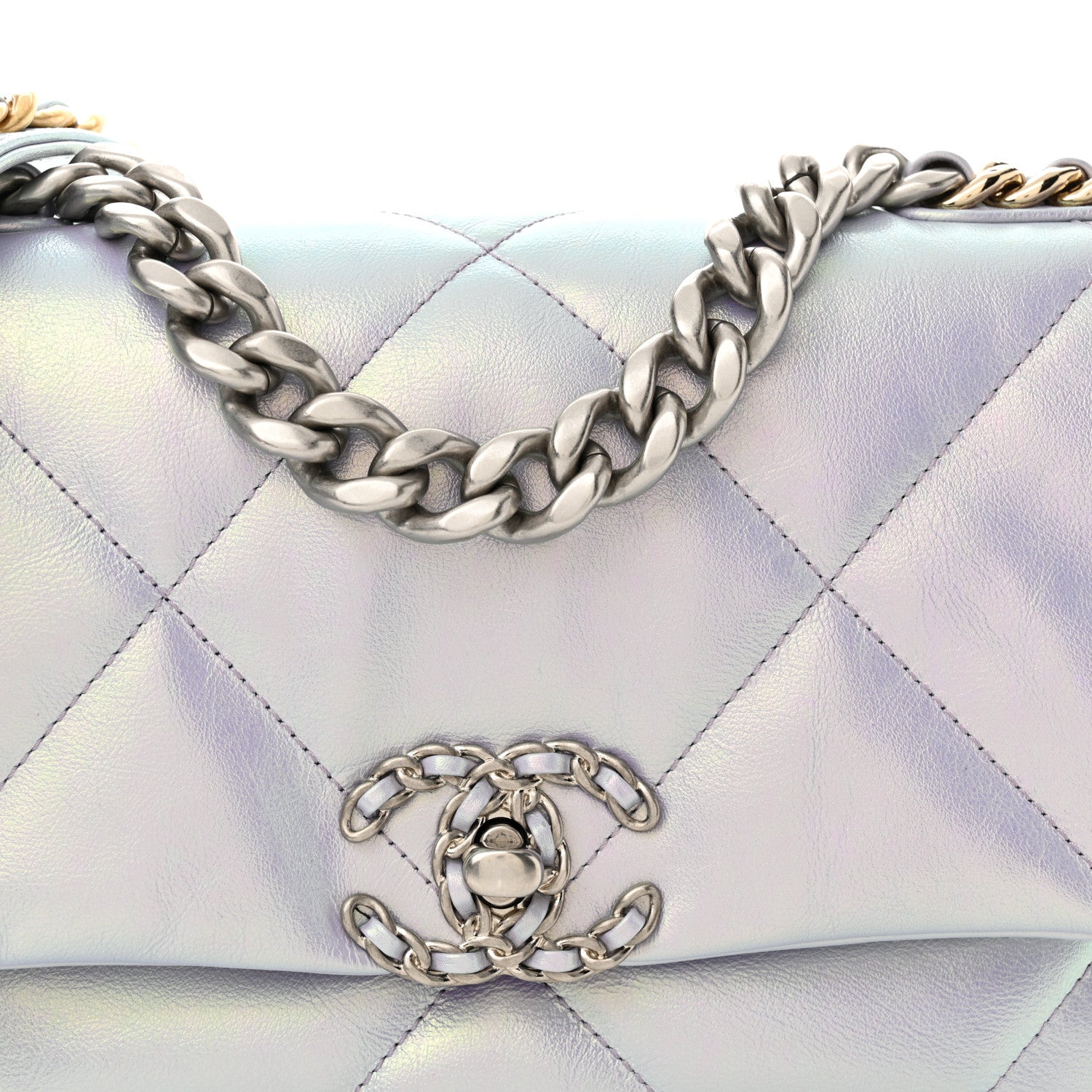 Chanel Iridescent Calfskin Quilted Medium Chanel 19 Flap Light Purple 8 of 11