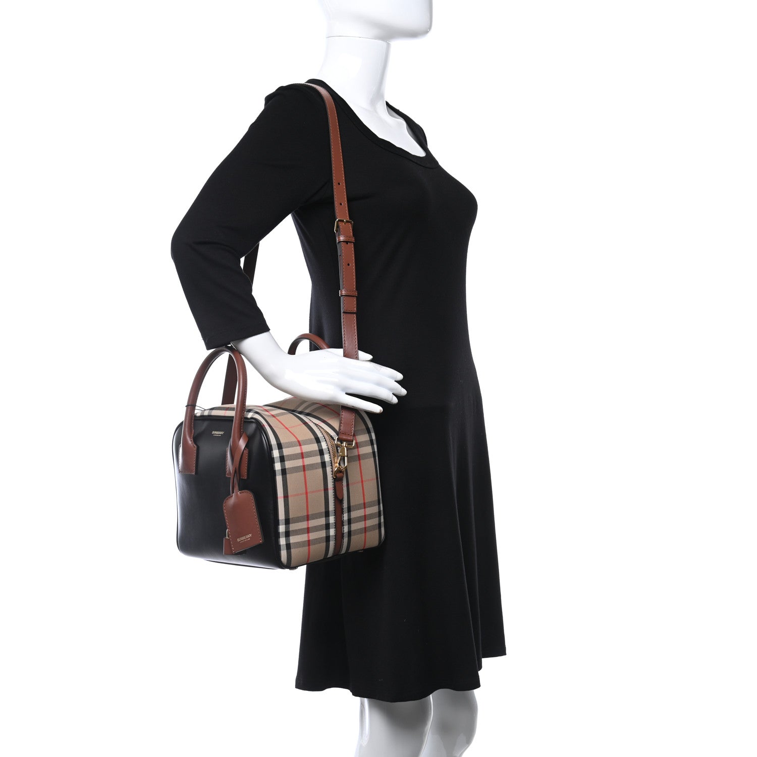 Burberry Smooth Calfskin Small Cube Bowling Bag Black 2 of 9