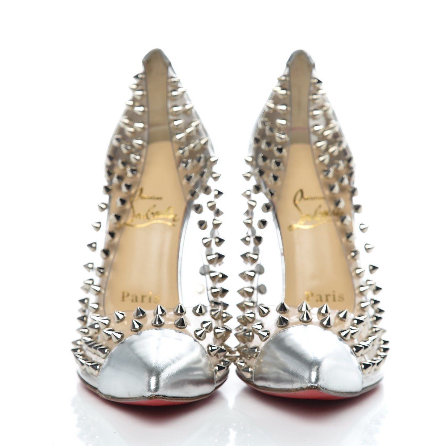 PVC Metallic Gloss Spike Me 100 Pumps 38 Silver