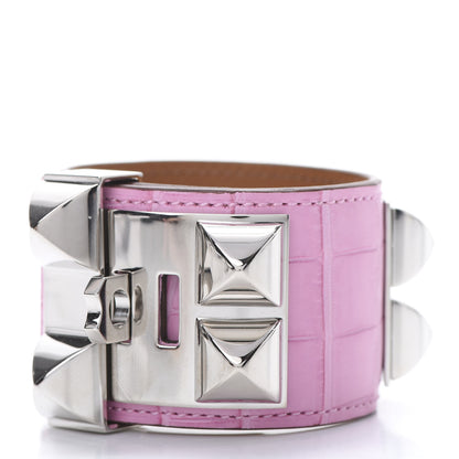 Hermes Matte Alligator Collier De Chien CDC Bracelet T2 5P Pink 3 of 6