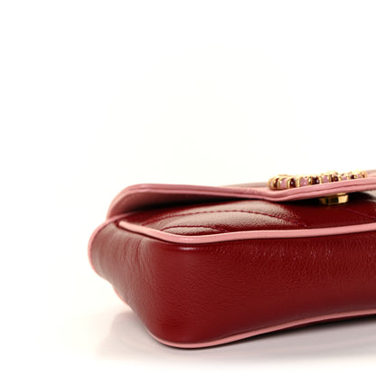 Gucci Azalea Calfskin Enamel Matelasse Diagonal Super Mini Torchon GG Marmont Shoulder Bag New Cherry Red Wild Rose 8 of 10