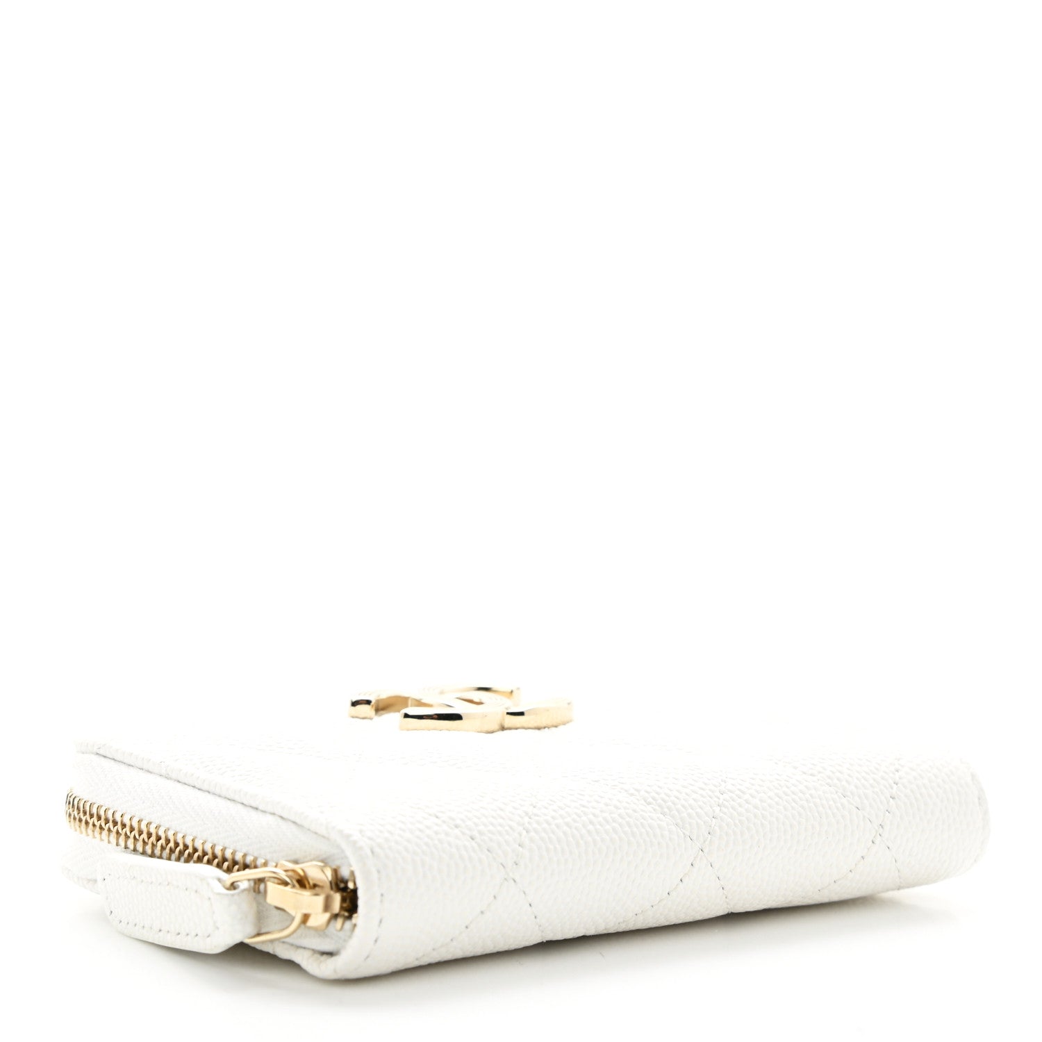 Chanel Caviar Quilted Striated CC Zip Coin Purse White 4 of 8