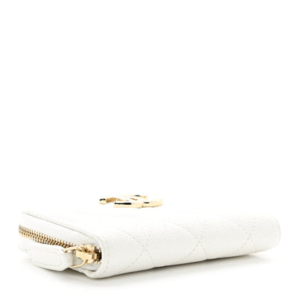 Chanel Caviar Quilted Striated CC Zip Coin Purse White 4 of 8