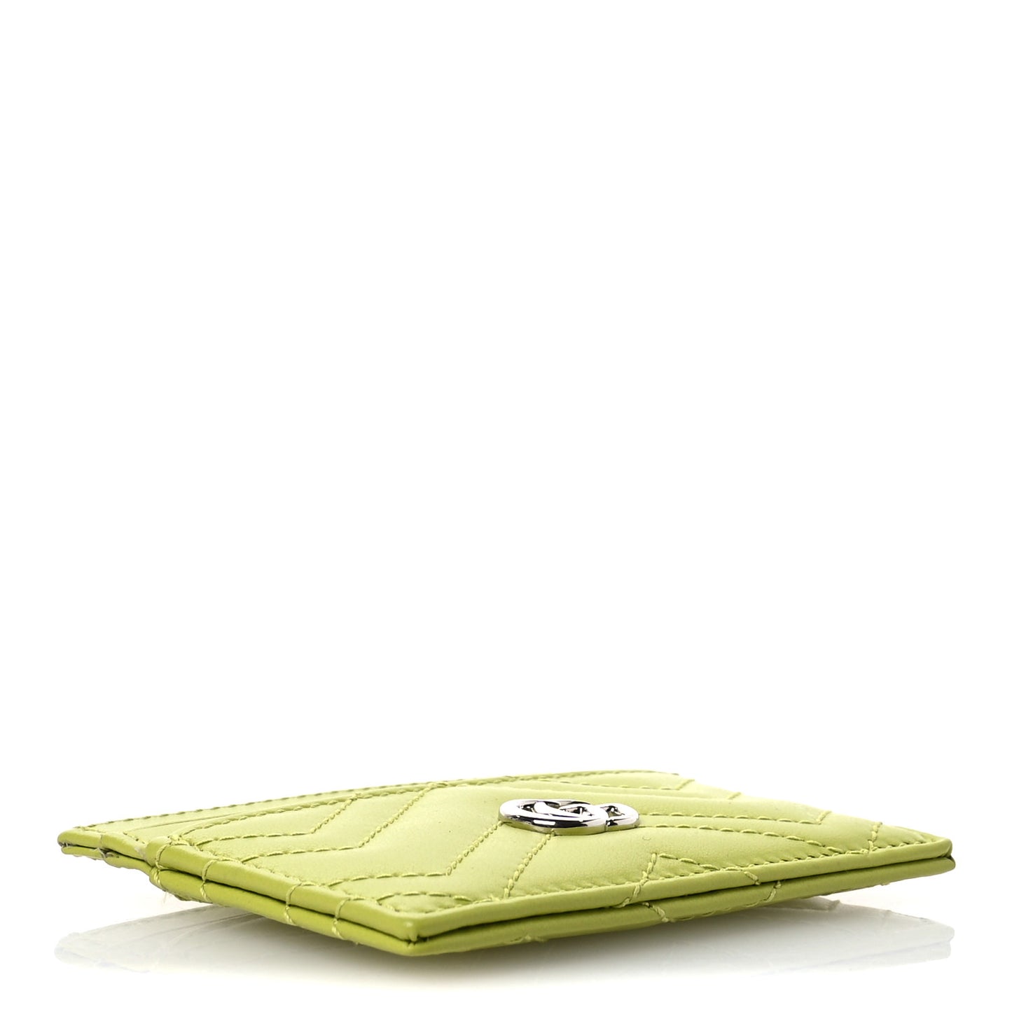 Calfskin Matelasse GG Marmont Card Holder Bright Green