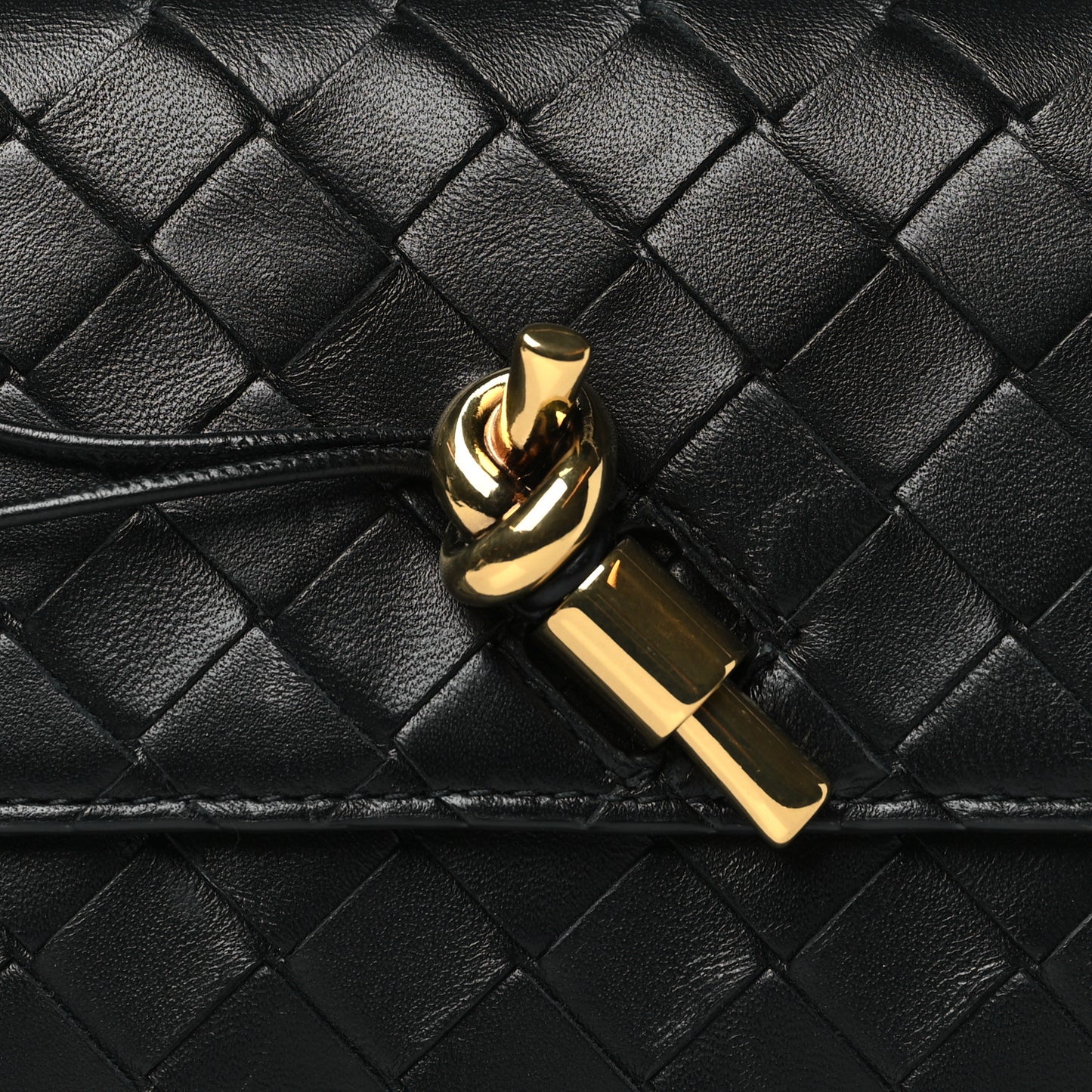 Nappa Intrecciato Long Andiamo Top Handle Clutch Black