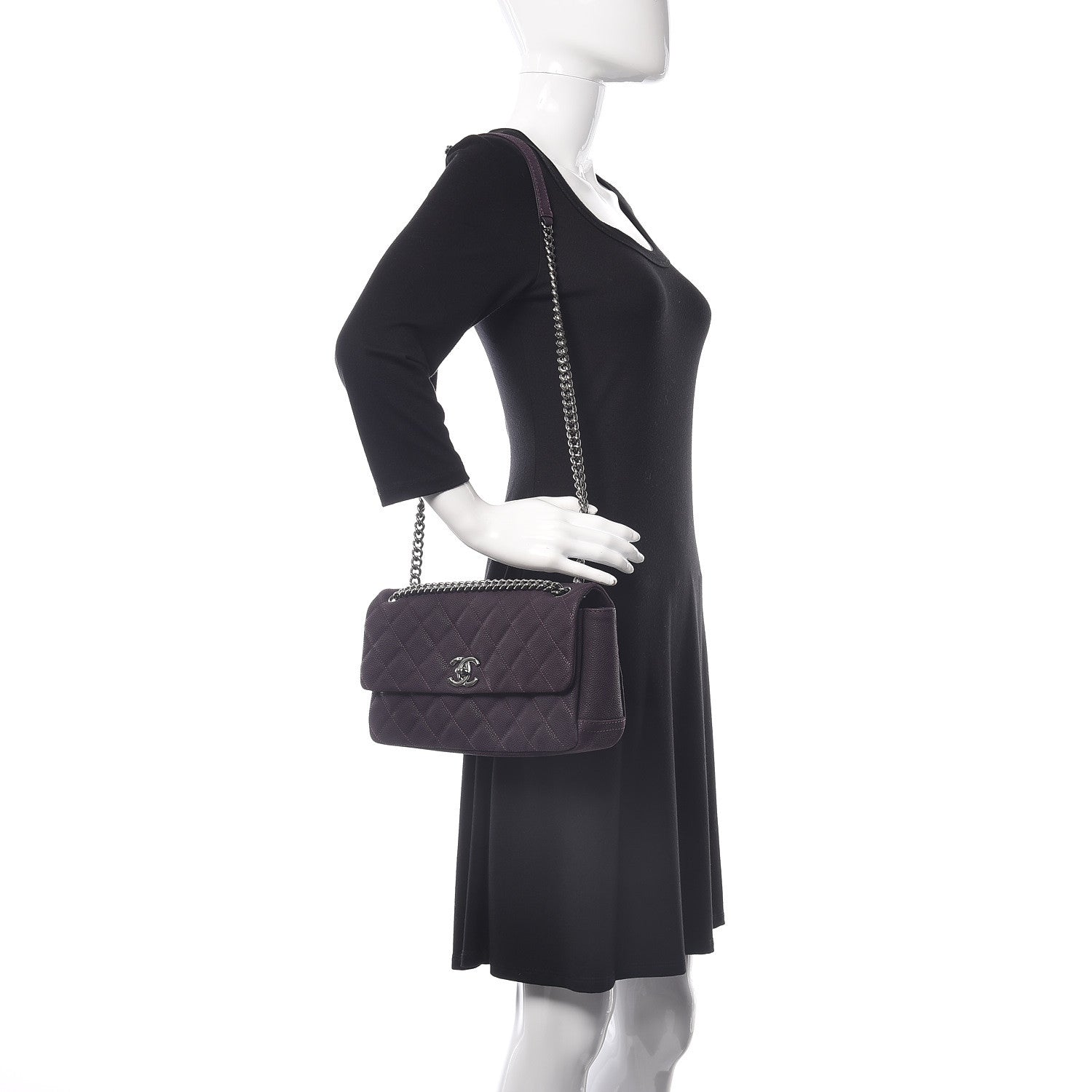 Chanel Iridescent Caviar Quilted Medium Lady Pearly Flap Plum 2 of 18