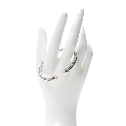 David Yurman Sterling Silver 14K Yellow Gold Pearl 5mm Cable Classics Bracelet 2 of 5