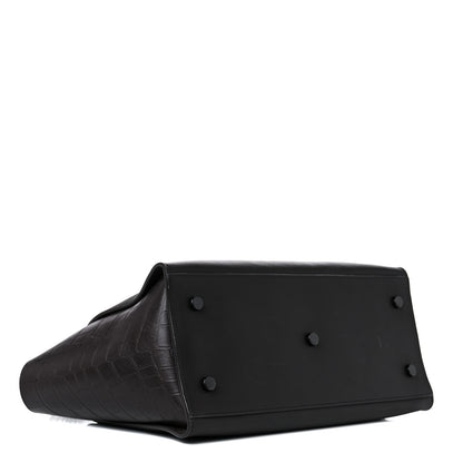 Saint Laurent Calfskin Crocodile Embossed Small Monogram Downtown Cabas Earth 3 of 20