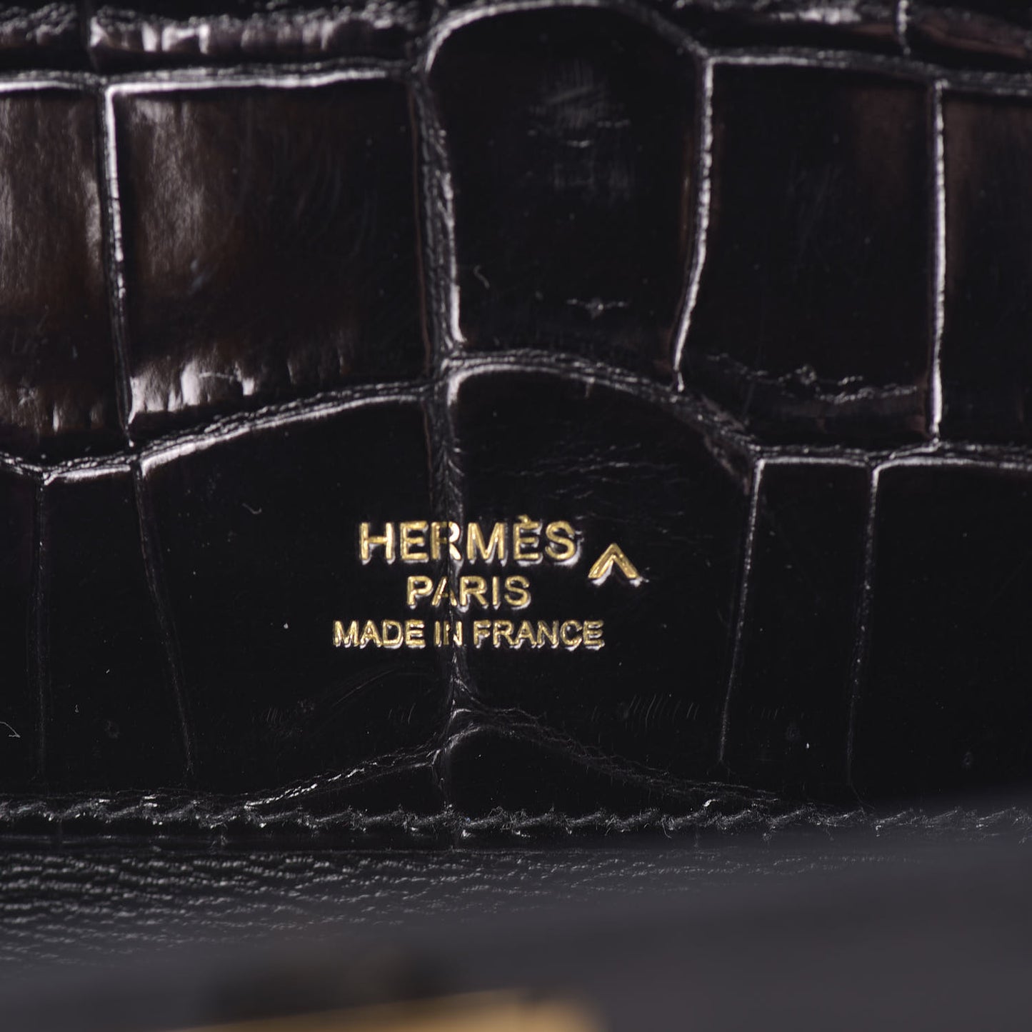 Shiny Porosus Crocodile Kelly Cut Pochette Black