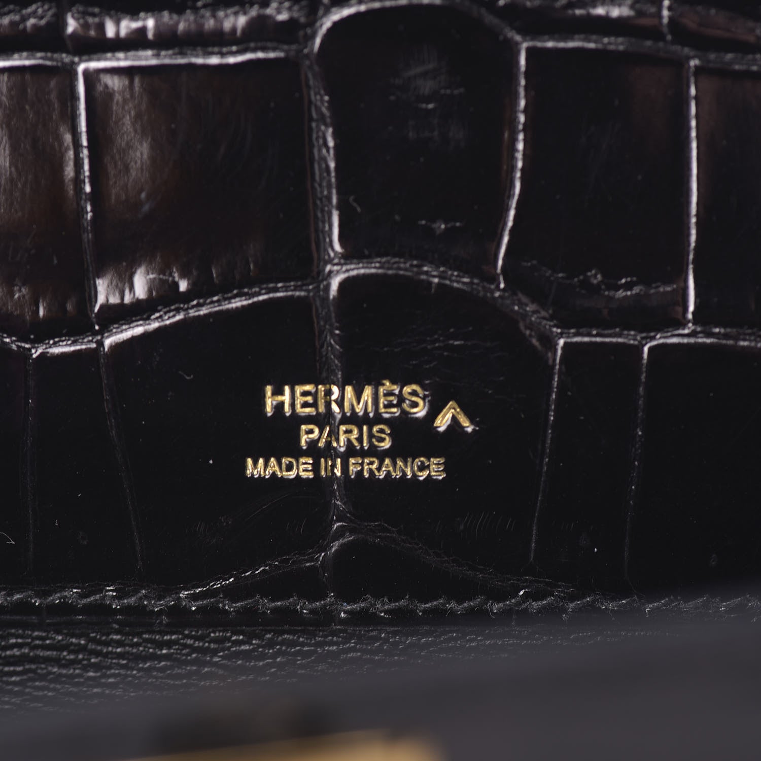Hermes Shiny Porosus Crocodile Kelly Cut Pochette Black 7 of 31