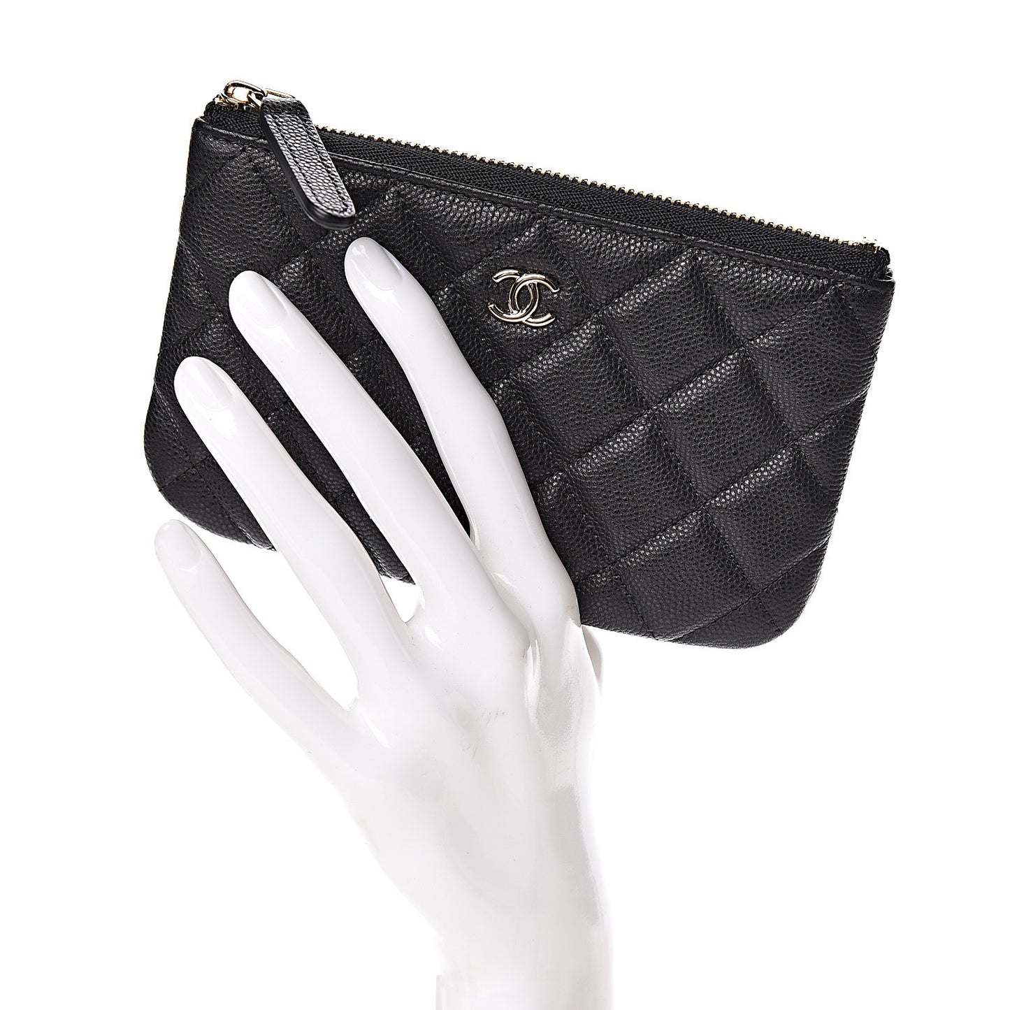Caviar Quilted Small Cosmetic Case Black