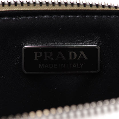 Prada Spazzolato Mini Triangle Chain Crossbody Pouch White 6 of 8