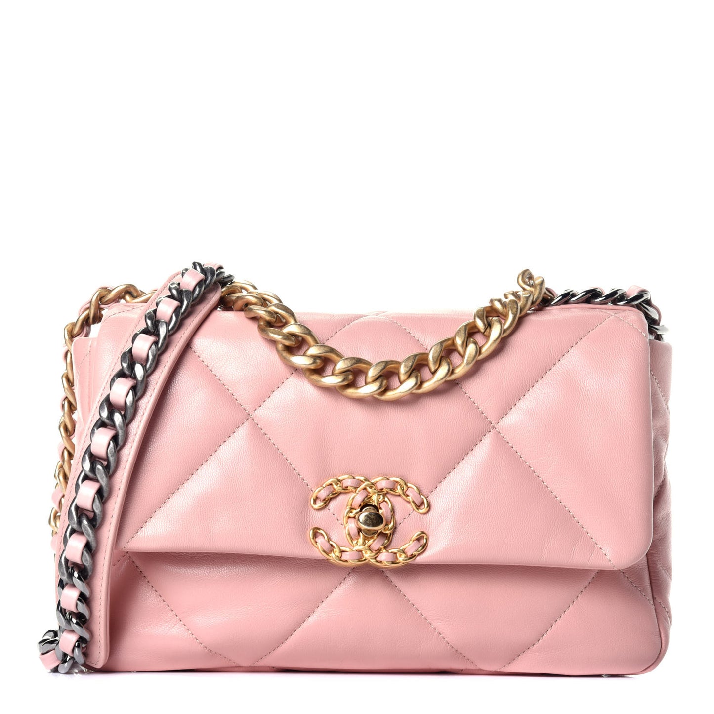 Lambskin Quilted Medium Chanel 19 Flap Light Pink