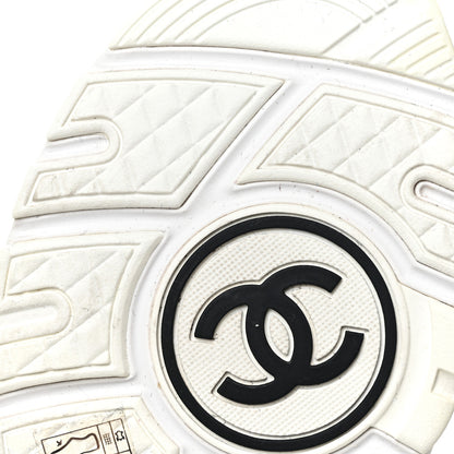 Chanel Nylon Lambskin Suede Calfskin CC Sneakers 38.5 White Grey 6 of 8