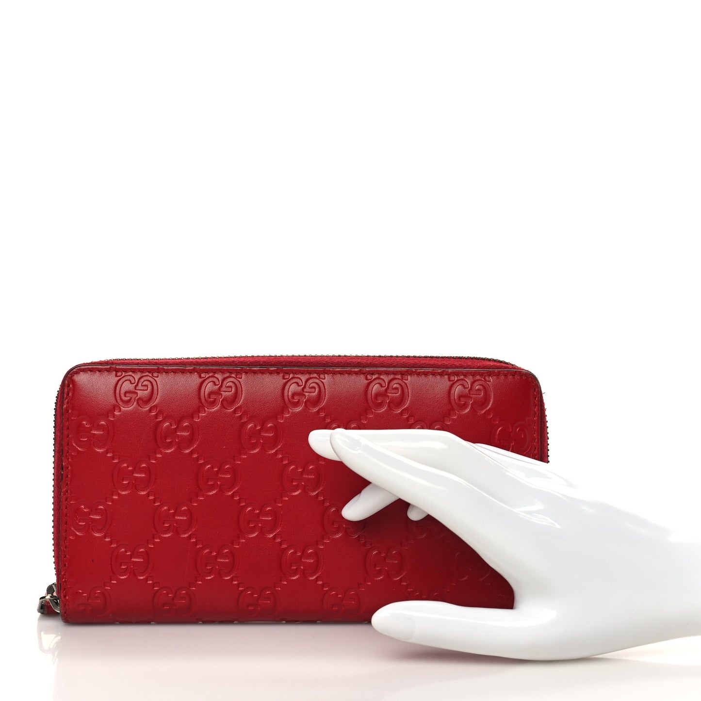 Guccissima Signature Zip Around Wallet Hibiscus Red