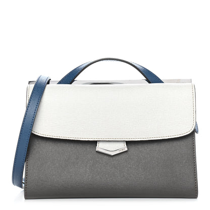 Fendi Vitello Elite Flamingo Colorblock Mini Demi Jour Shoulder Bag White Grey 1 of 9