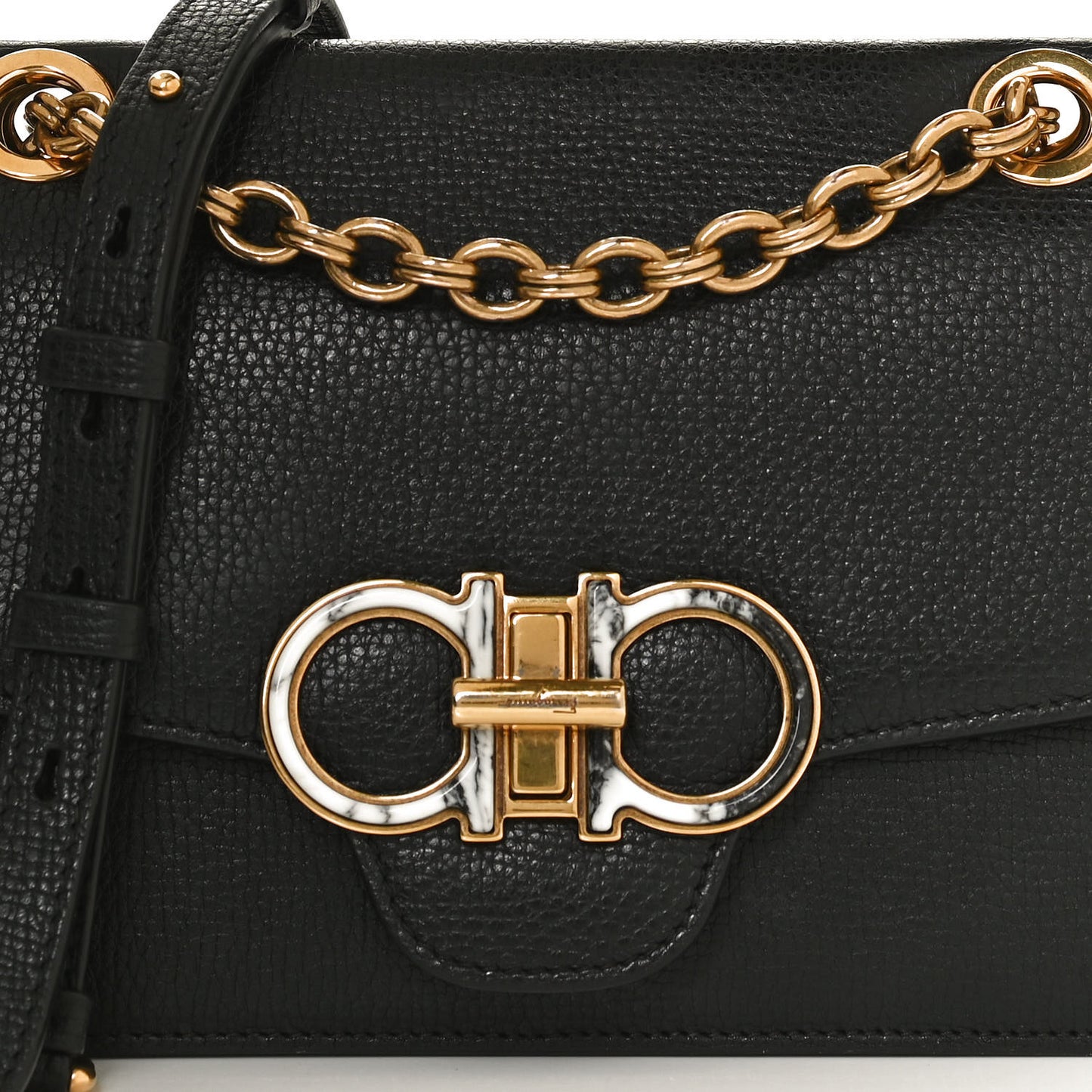 Calfskin Gancini Small Flap Bag Black