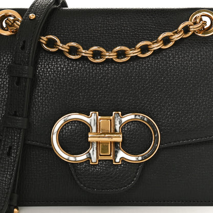 Salvatore Ferragamo Calfskin Gancini Small Flap Bag Black 7 of 9