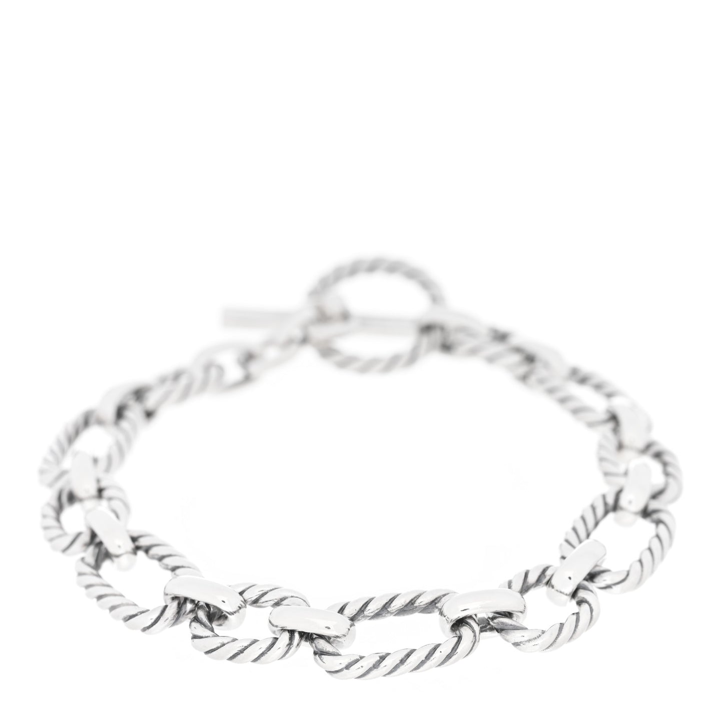 Sterling Silver Blue Sapphire 9.5mm Cushion Link Bracelet