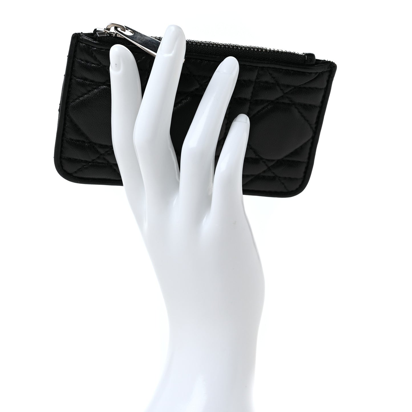 Lambskin Cannage Lady Dior Key Pouch Black