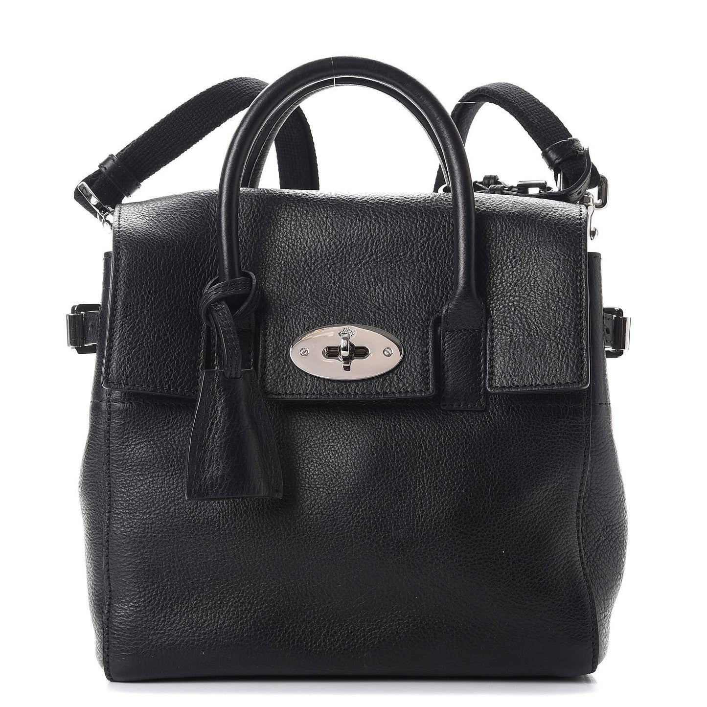 Natural Leather Mini Cara Delevingne Convertible Satchel Black