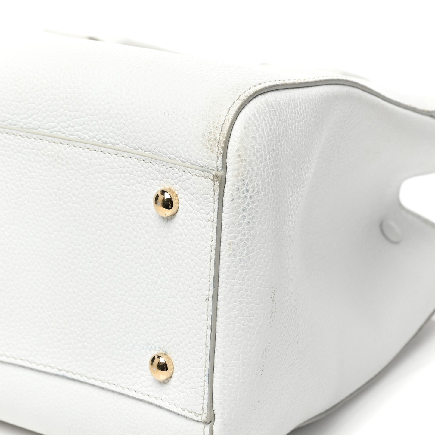 Grained Calfskin Small Neo Executive Shopper Tote White