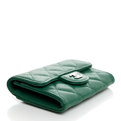 Chanel Caviar Quilted Flap Card Holder Wallet Green 4 of 8
