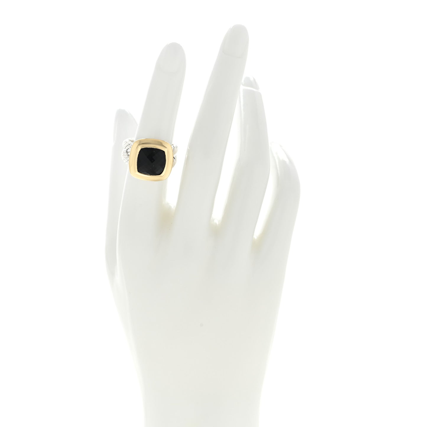 Sterling Silver 18K Yellow Gold Black Onyx 11mm Albion Ring 52 6