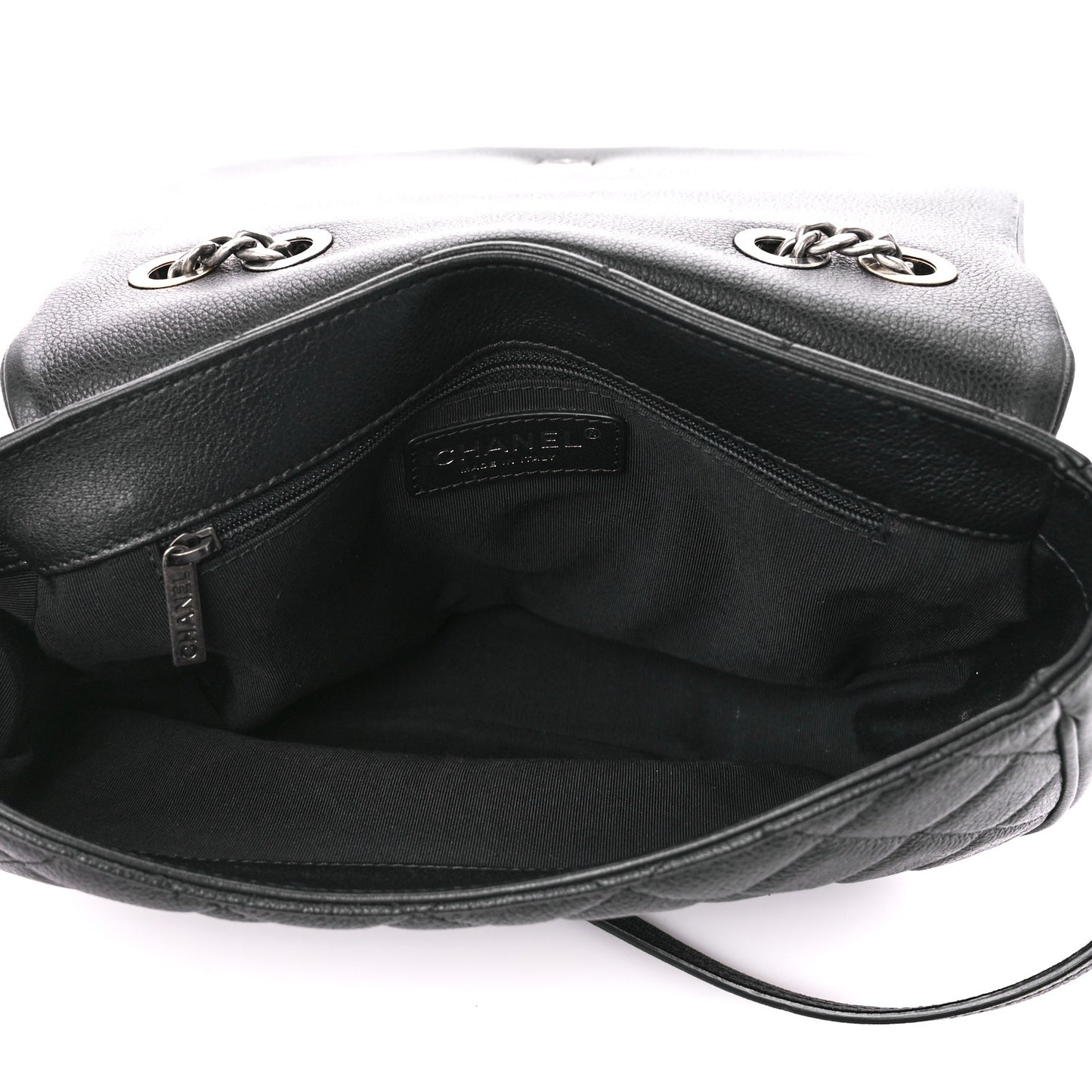 Calfskin Quilted Casual Pocket Messenger Flap Black