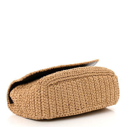 Saint Laurent Raffia Calfskin Monogram Medium Niki Chain Satchel Natural 4 of 11