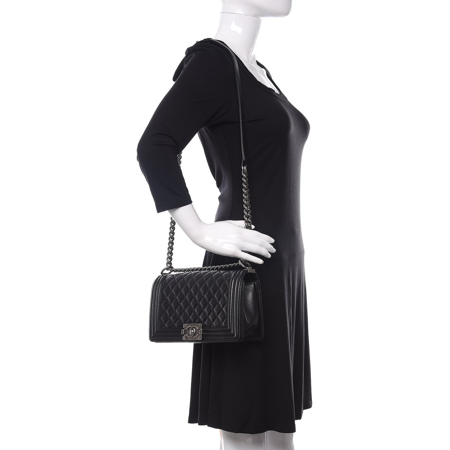 Calfskin Quilted Medium Boy Flap Black