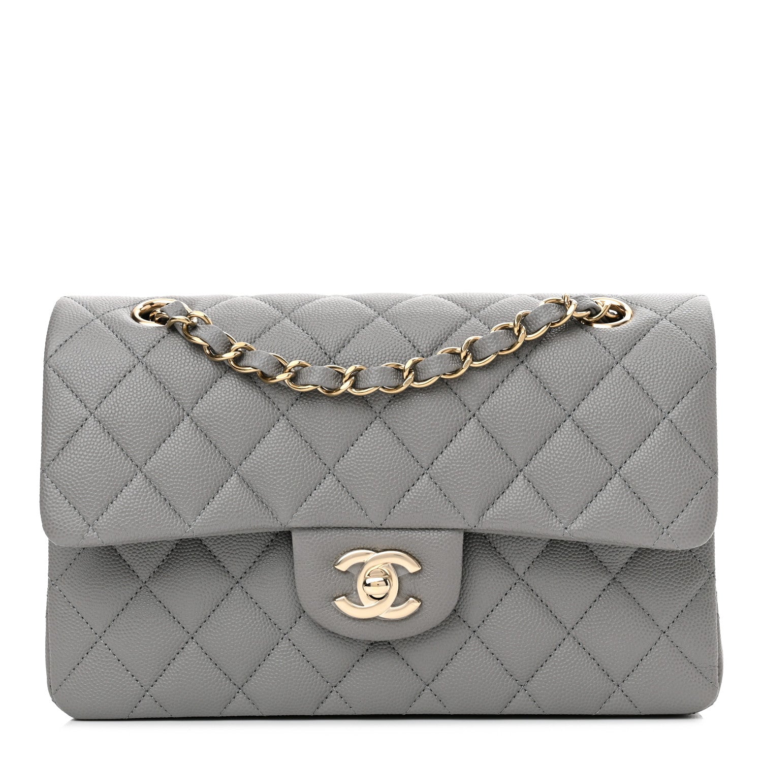 Chanel Caviar Quilted Small Double Flap Grey 1 of 10