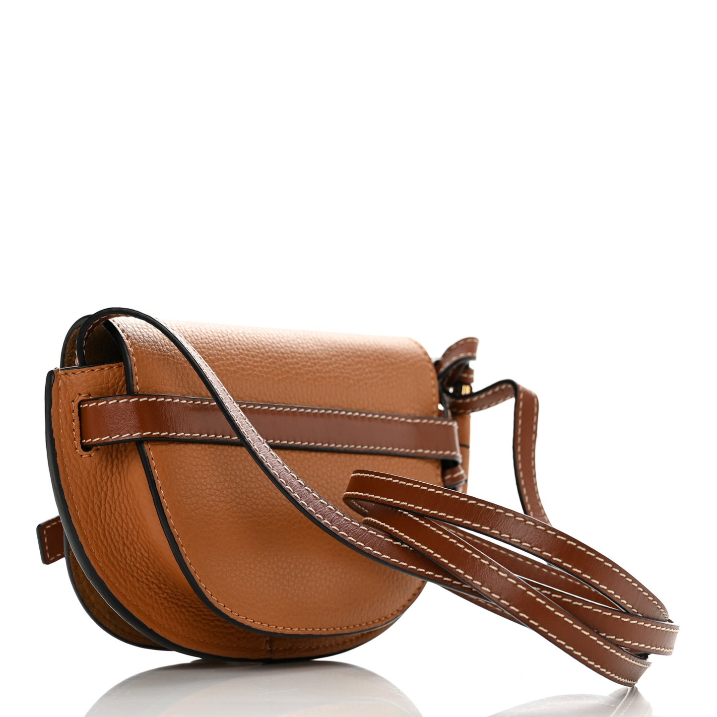 Grained Calfskin Mini Gate Crossbody Bag Caramel Pecan
