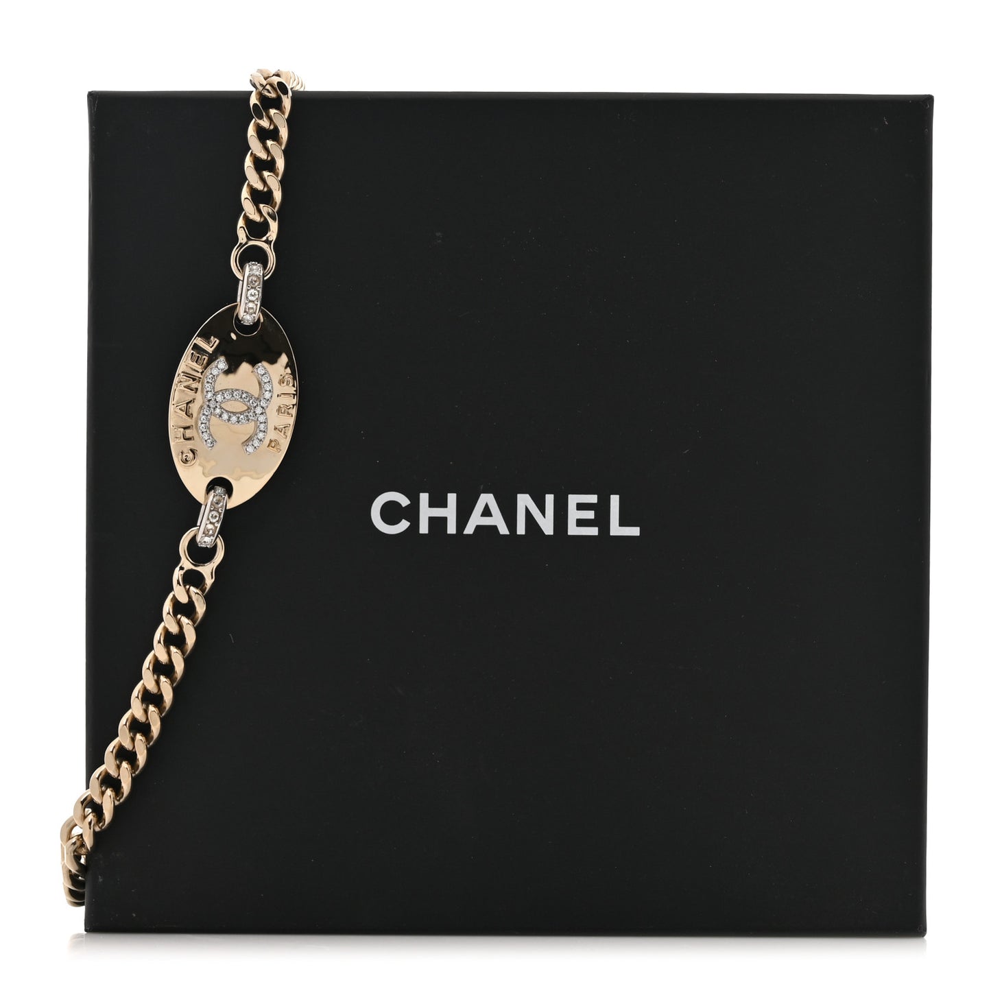 Crystal CC Oval Choker Necklace Gold