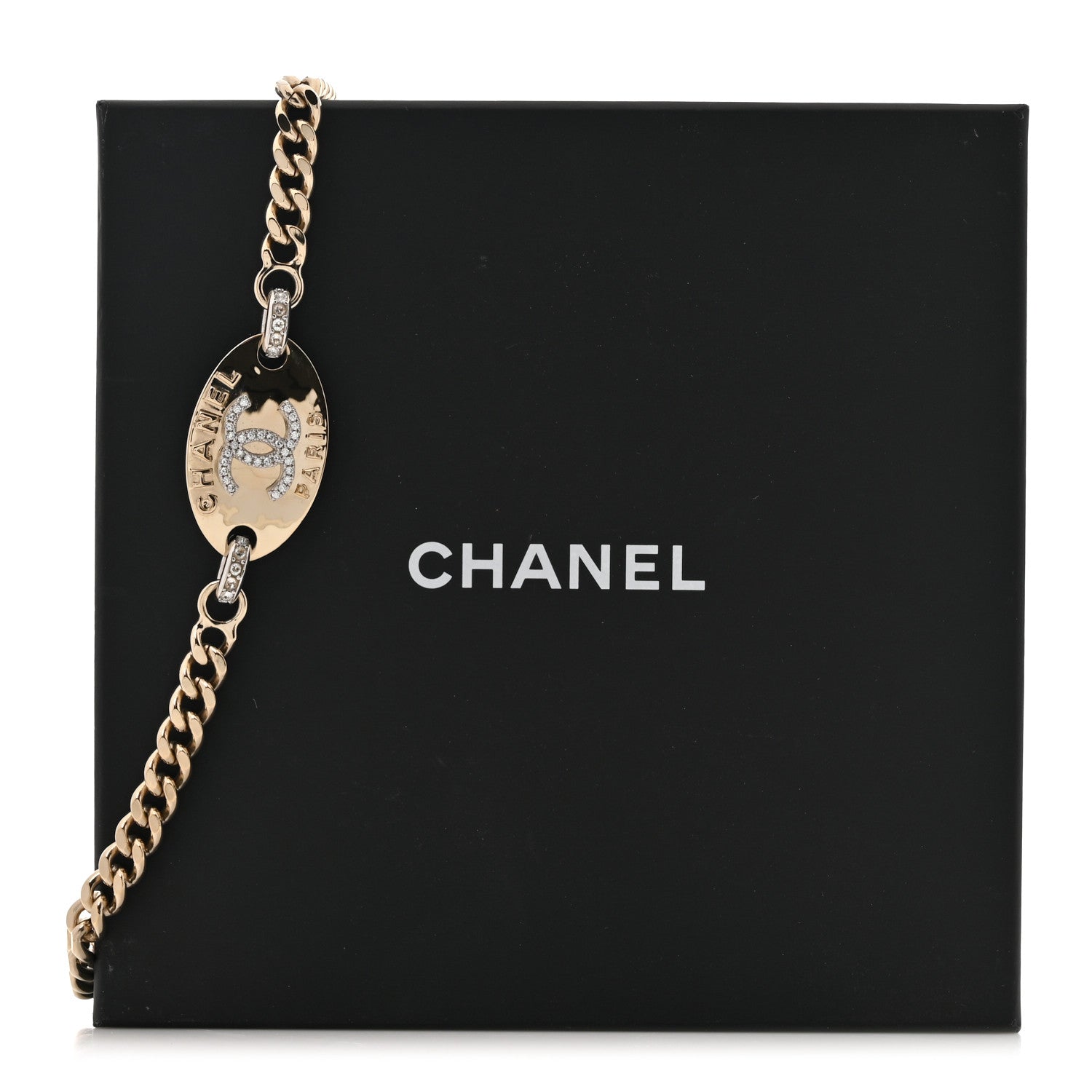 Chanel Crystal CC Oval Choker Necklace Gold 5 of 5