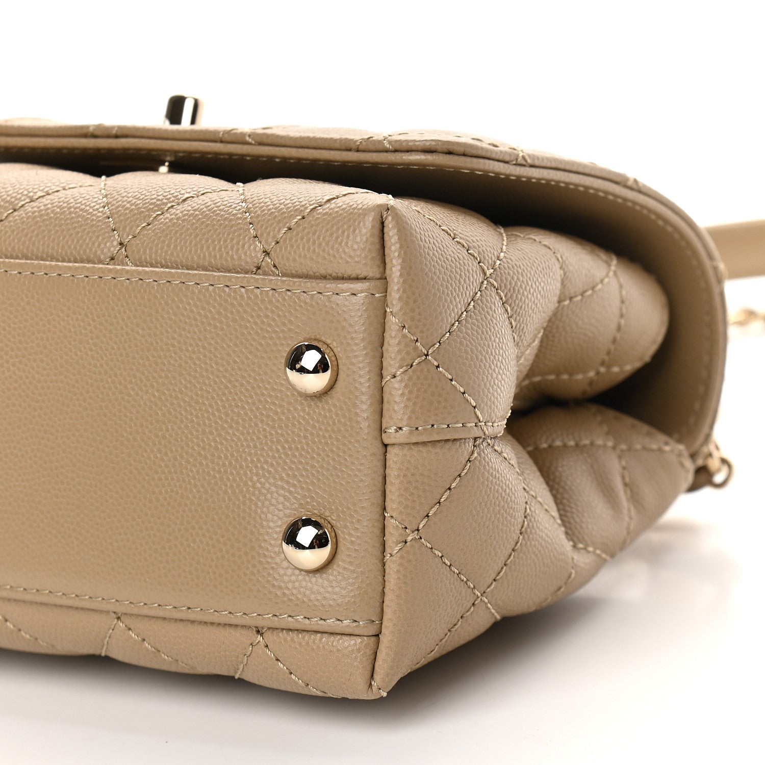 Chanel Caviar Lizard Embossed Quilted Extra Mini Coco Handle Flap Dark Beige 8 of 8