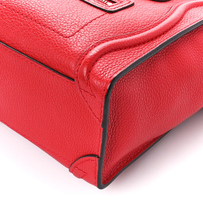 Celine Drummed Calfskin Nano Luggage Coquelicot 10 of 10