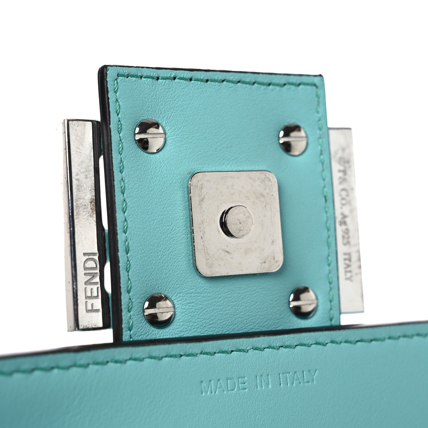 X TIFFANY Nappa Silver Baguette Blue Tiffany Silver