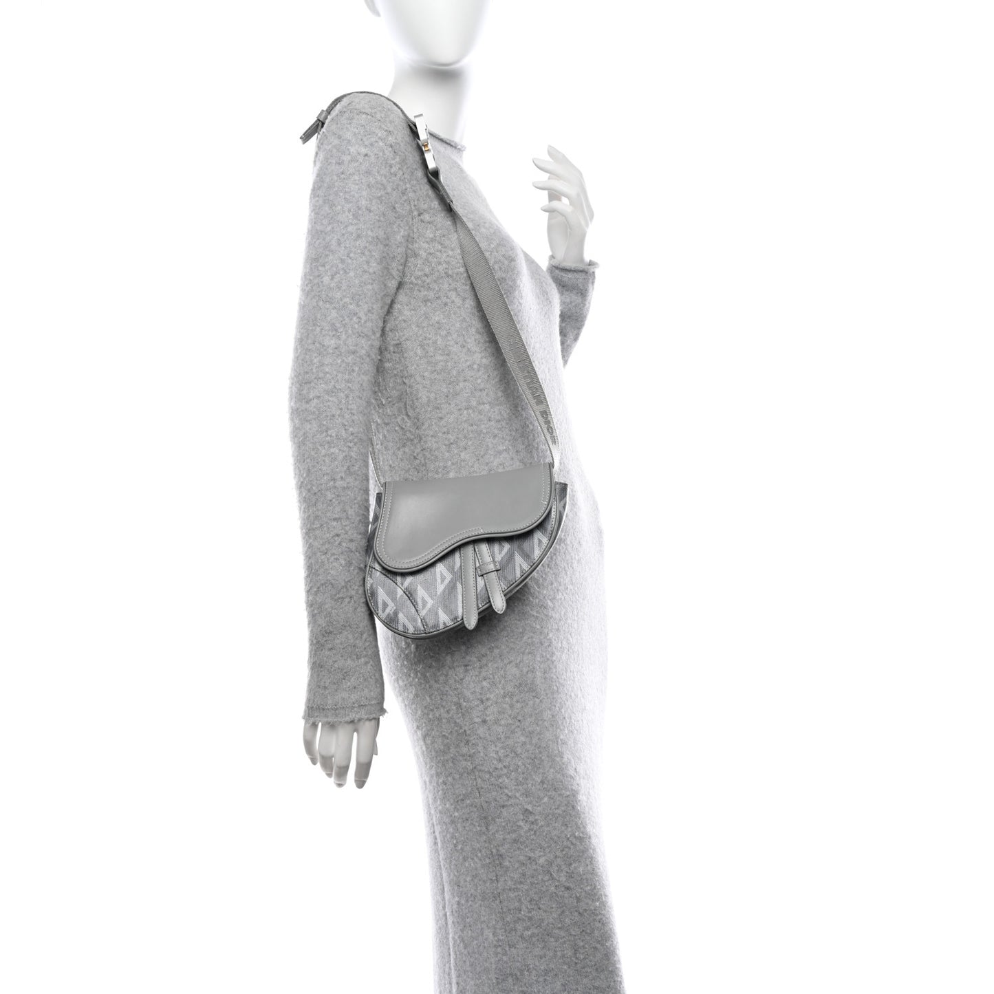 CHRISTIAN DIOR Coated Canvas CD Diamond Mens Mini Saddle Bag Grey