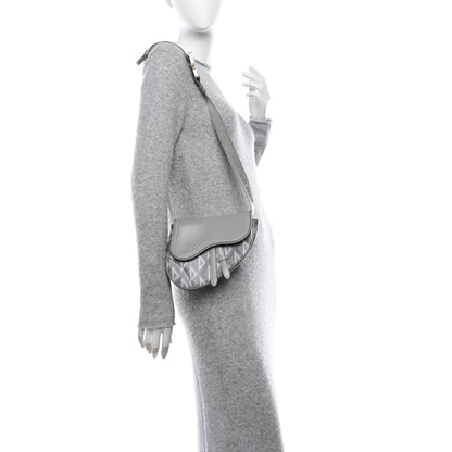 Christian Dior CHRISTIAN DIOR Coated Canvas CD Diamond Mens Mini Saddle Bag Grey 2 of 14